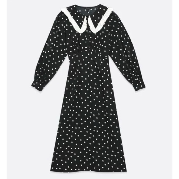 New Look Dresses & Skirts - Black Polka Dot Midi Dress by New Look – Flattering Fit, Size М (US 12)